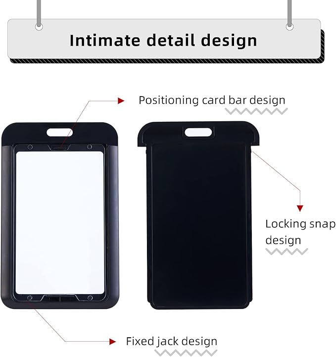 6 Pack Sliding ID Badge Holder - Heavy Duty Hard Plastic Sleeve Secures Work ID, Key Card, Credit Cards for Office, Factory, Hospital & School (Blue)