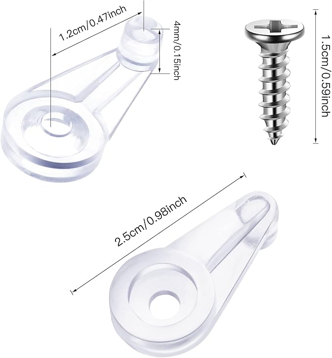 Blulu 20 Pack Mirror Holder Clips for 6 mm in (6/25) Glass Mirror Hanging Kit for Wall Mounting Hanging Retainer Fasteners with Screw and Anchors for Fixing Cabinet Door(Practical Style)