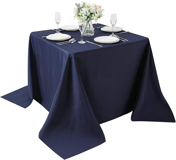 Cupuamon Square Tablecloth 90x90 inch Washable Polyester Fabric Table Cloth for Wedding Party Dining Banquet Decoration（90x90,Navy）