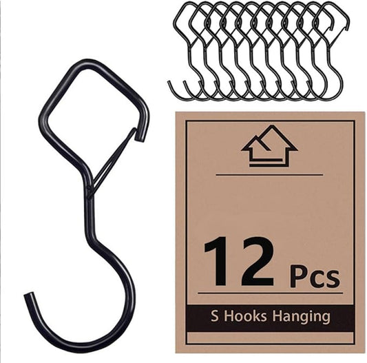 Keoferlon Diamond Hooks Anti Drop 12 Pack S Utility Hooks Black Closet Hanging Clips Hanger for Shelves Purse Backpack