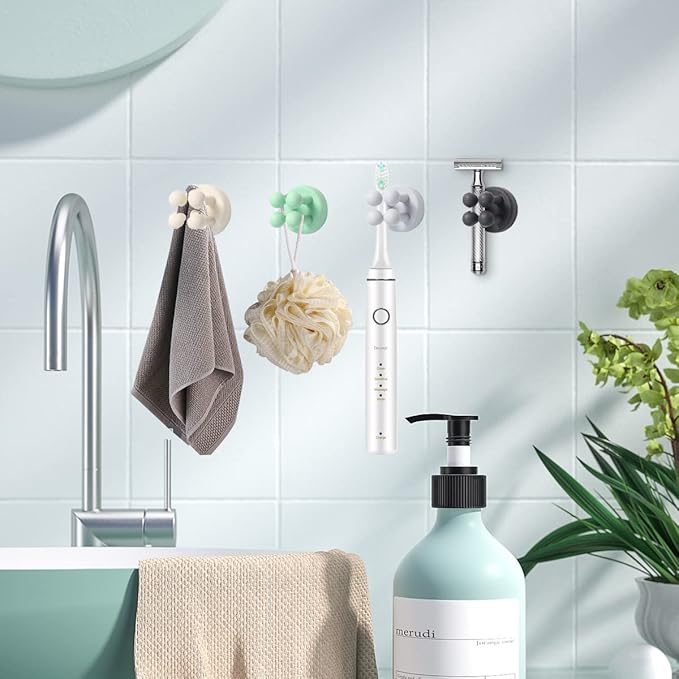 Toothbrush Holders Silicone Toothbrush Holders for Bathrooms Razor Holder for Shower Tooth Brushing Holder Wall Mount Bathroom Toothbrush Holder Wall Mounted Shower Razor Holder for Wall 4 Pcs Grey