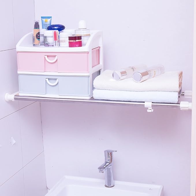 Hershii Expandable Closet Tension Shelf Rod Adjustable Storage Rack Heavy Duty DIY Organizer Divider for Wardrobe Cupboard Kitchen Bathroom