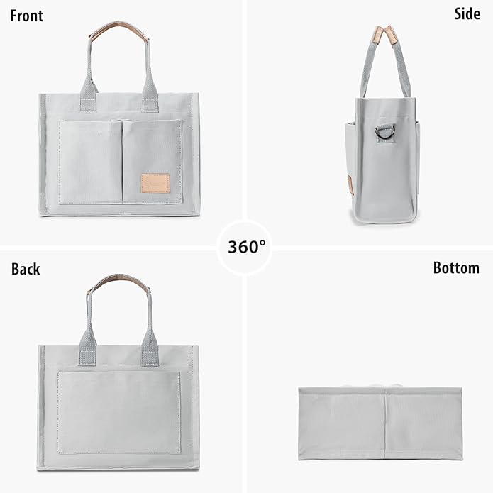 Canvas Tote Bag for Women Crossbody Work Purse with Pockets Top Handle Handbag Satchel Bags for Travel Nurse Teacher