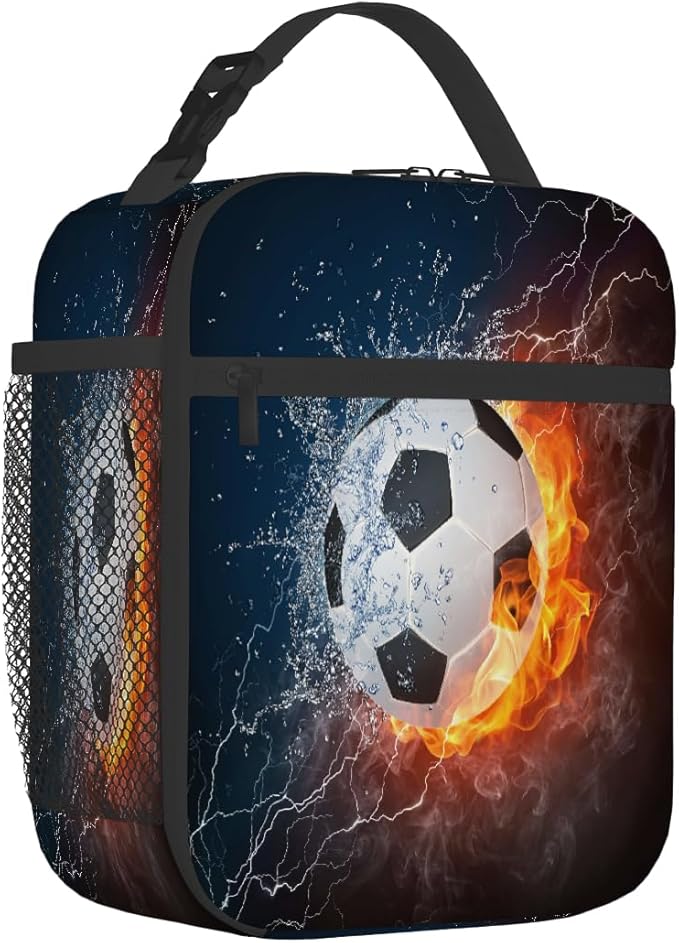 Pardick Club Football Tote Lunch Box Insulated Lunch Bag Tote Cooler Freezable Meal Prep Bag Waterproof Leakproof Cooler Lunch Container For Picnic Office