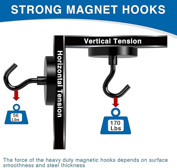 LOVIMAG Magnetic Hooks for Cuise Cabins, 170lbs+ Magnet Hooks Cruise Essentials 2026, Strong Magnets with Hooks Heavy Duty for Toolroom, Garage, Grills -25 Pack Black