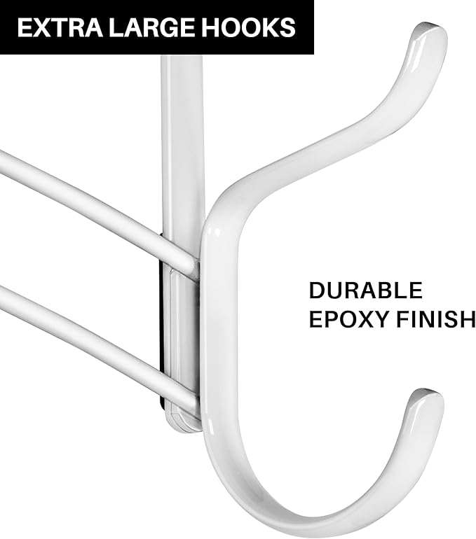 LYNK Professional® Home™ Over the Door Hooks - 46 Hook – Over the Door Coat Rack - Over the Door Hanger - Hanging Towels or Clothes - Bathroom, Bedroom, Laundry Room - Lifetime Ltd. Warranty, White