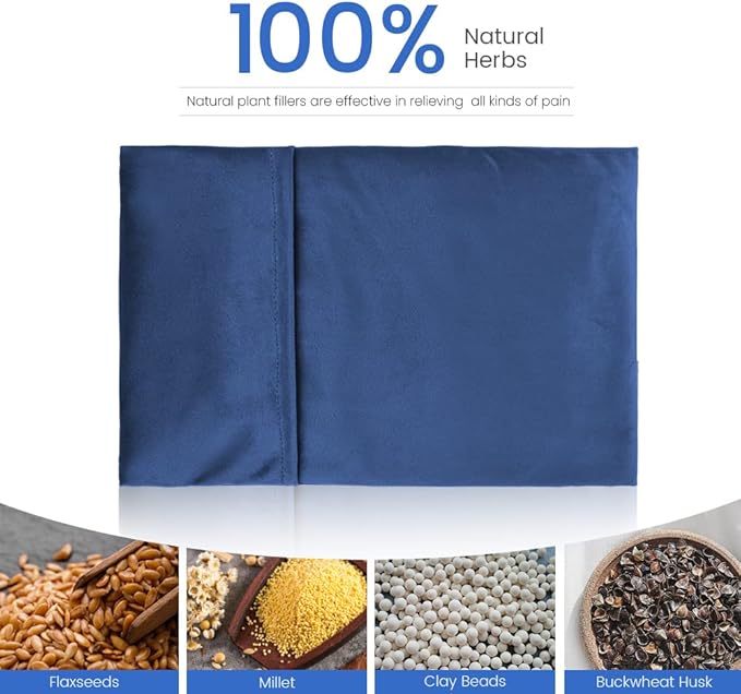 Heating Pad Microwavable with Washable Cover, 8 x 12 Multipurpose Microwave Heating Pad for Neck and Shoulders, Moist Heat Bean Bag Warm Compress for Knee, Muscles, Joints, Wrist, Abdomen (Dark Blue)