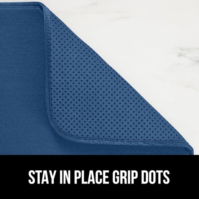 GORILLA GRIP Ultra Water Absorbent Microfiber Dish Drying Mat, 18x24, Quick Dry Thick Mesh, Slip Resistant Pad for Sink Dishes or Under Rack, Kitchen Counter Accessories, Machine Wash, 2 Pack Blue