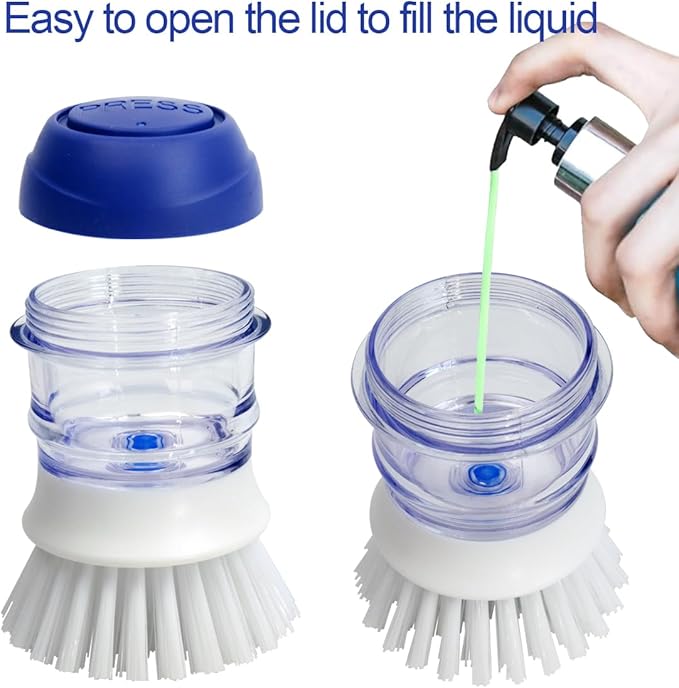 CELOX 2 Pack Dish Brush with Soap Dispenser for Kitchen Cleaning