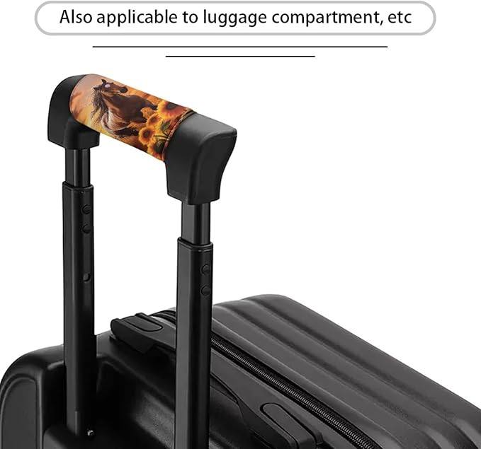 KUIFORTI Horse Set of 2 Pcs Luggage Handle Wraps Set Sunflower Suitcase Protective Handle Cover Soft Luggage Identifiers Multipurpose Door Handle Protection Sleeves Cover