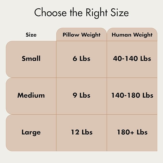 Quiet Mind Weighted Pillow for Adults 9 Lbs - Get Better Sleep - Sustainably Made and Chemical Free - Machine Washable (Medium, Cashew)