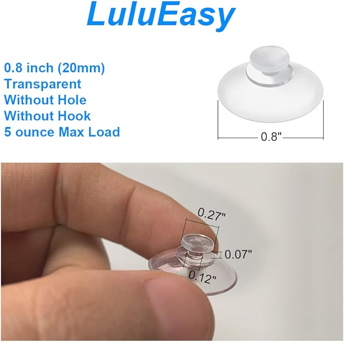 22 Pieces 0.8 inch Mini Clear Suction Cups for Glass, Without Hooks Without Holes, Plastic Sucker Pads for Festival Decoration Home Organization Window Car