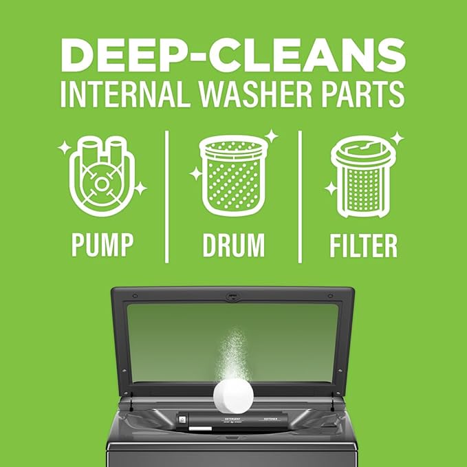 Affresh Washing Machine Cleaner, Helps Power Away Odor Causing Bacteria & Grime Deep Inside Pump, Valve & Hoses, 12 Time Release Tablets, 1 Year Supply