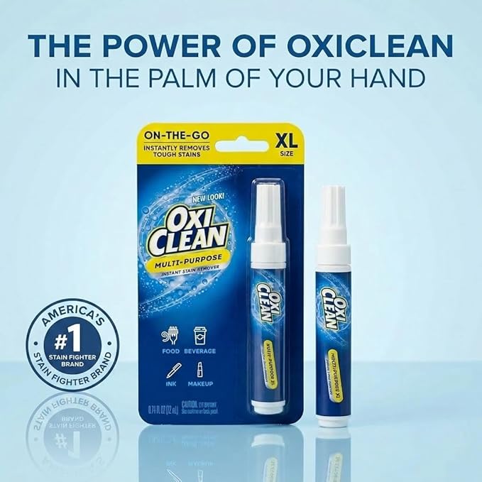 OxiClean On The Go Stain Remover Pen, 0.74 Fl Oz – Instant Travel Stain Cleaner for Clothes, Food, Wine, Coffee, Makeup, Portable & Easy Use