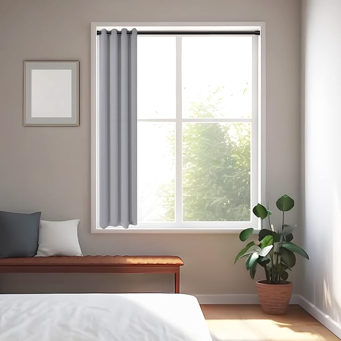 Black Tension Curtain Rod 28 to 48 Inch Spring Rod No Drilling Adjustable Shower Curtain Rod for Windows, Bathrooms, Closet, Kitchen