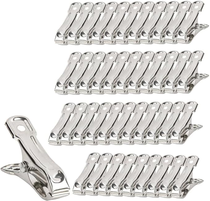 100 PCS Stainless Steel Garden Clips - Heavy Duty Greenhouse Clamps for Plant Netting, Shade Cloth, Hoops - Rust-Proof Metal Gardening Clips for Support, Sealing, Organizing