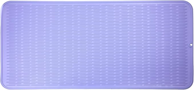 MicoYang Silicone Dish Drying Mat for Multiple Usage,Easy clean,Eco-friendly,Heat-resistant Silicone Mat for Kitchen Counter or Sink,Refrigerator or Drawer Liner Light Purple 5XL 36inches x 18inches