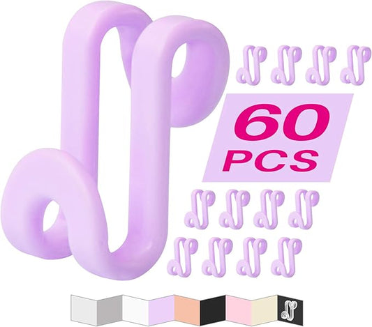 Clothes Hanger Connector Hooks, Outfit Hangers, Hanger Extender Clips, Cascading Hanger Hooks, Velvet Huggable Hangers Accessory, Heavy Duty Space Saving for Closet 60 Pcs (Light Purple)