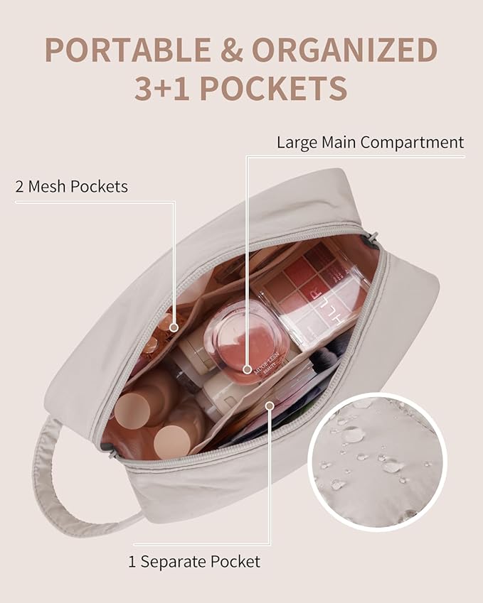 Narwey Puffy Travel Toiletry Bag for Traveling Women Girl, Travel Bag for Toiletries, Cute Travel Makeup Bag Organizer, Quilted Cosmetic Bag Make Up Skincare Medicine Bags