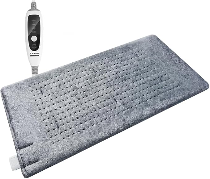 Heating Pad for Neck and Shoulders and Back, Shoulder Heating Pad for Pain Relief with Dry&Moist Heat Therapy, Auto-Off, 9ft Extra Long Wire,Gifts for Mom Women,Dark Blue, 17"*33" (Light Grey)