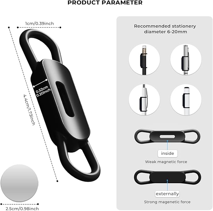 10 Pack Magnetic Pen Holder for Refrigerator, Adjustable Pen Pencil Holders, Silicone Flexibl Pencil Holder for Whiteboards, Desk, Clipboard(Black)