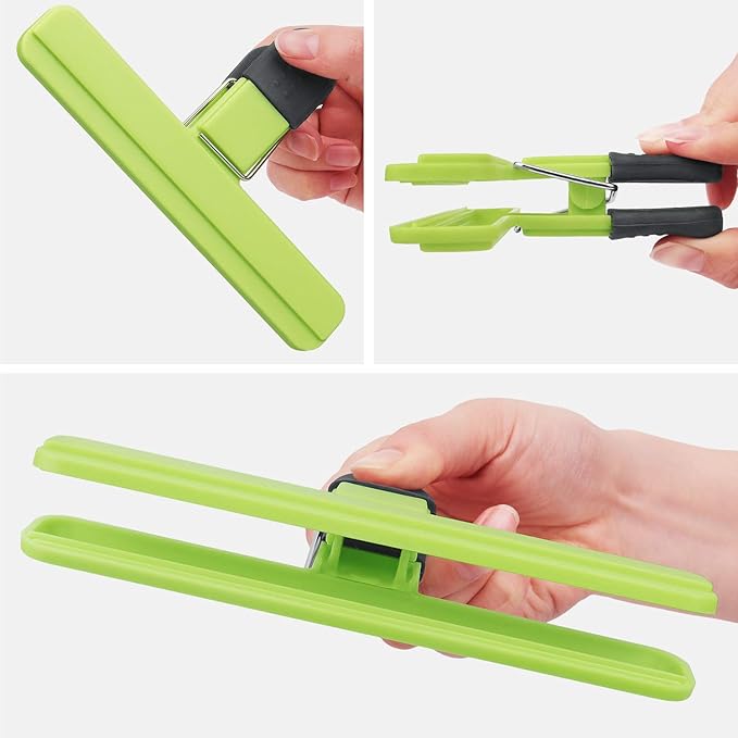 9 Pack Large Chip Bag Clips Assorted Sizes Food Bag Clips Plastic Heavy Seal Grip, 3 Colors