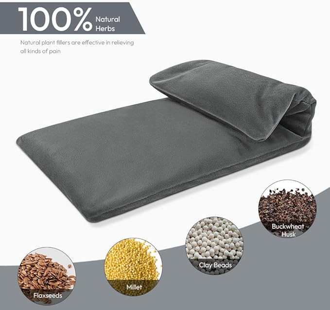 Microwavable Heating Pad with Washable Cover, 8 x 18 Microwave Heating Pad for Neck and Shoulders, Moist Heat Bean Bag Warm Compress for Knee, Joints, Wrist, Abdomen (Dark Gray)