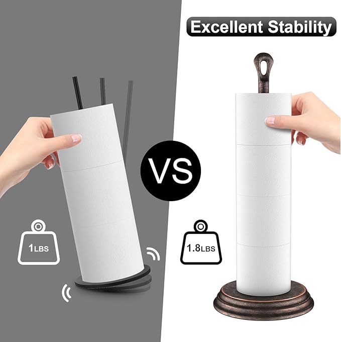 Toilet Paper Holder with Rustproof, Metal Free Standing Toilet Paper Stand Storage for Bathroom, Tissue Paper Roll Holder for Bathroom Accessories (Oil Rubbed Bronze)