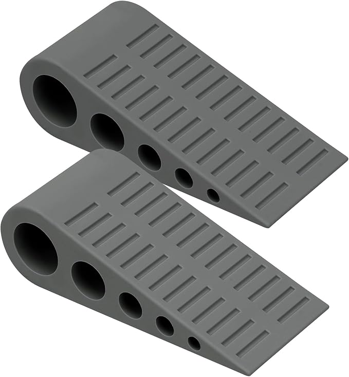 1.9 Inches Heavy Duty Door Stopper, 2 Pack Rubber Door Stop, Door Stoppers for Bottom of Door, Large Door Stopper Wedge for Home Office School (Dark Grey)