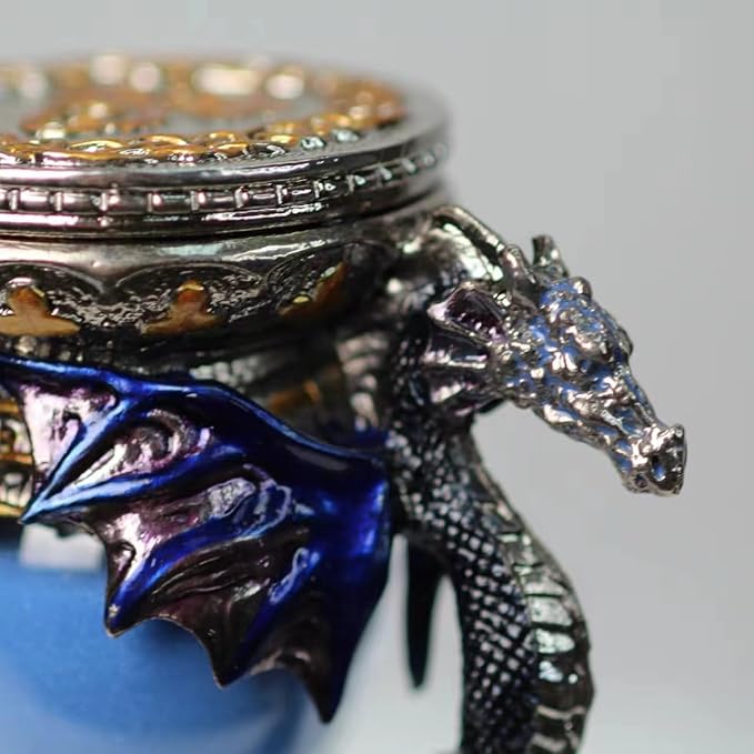 Retro Metal Dragon Hourglass Timer 15 Minutes, Gothic Decorative Statues, Unique Vintage Classic Hourglass, Home Decoration Pieces, Gift Art Collection. Blue (Dragon) Single Six inches