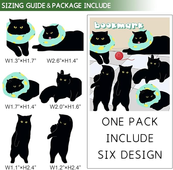 Magnetic Bookmarks - 6 Pieces Assorted Cute Book Markers Clip Set for Teachers Students Book Lovers Reading, for School Office Home Supplies, Kawaii Cat Magnet Page Markers