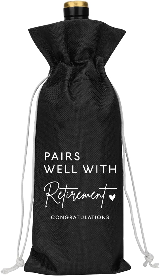 Black Retirement Wine Bag Retirement Gifts for Women Men Farewell Gifts for Coworkers Going Away Gift for Friends Boss