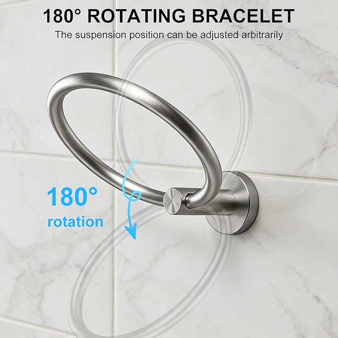 SetSail Towel Holder for Bathroom Wall, Silver Towel Ring, Stainless Steel Hand Towel Holder, Heavy Duty Towel Hanger for Bath and Kitchen, Drill Hole Installation