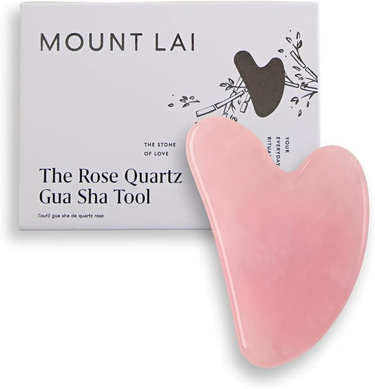 Mount Lai Rose Quartz Gua Sha Facial Tool – The Stone of Graceful Radiance – 100% Genuine Rose Quartz Stone Face Sculpting Tool for Lymphatic Drainage, Puffiness Reduction & Graceful Beauty
