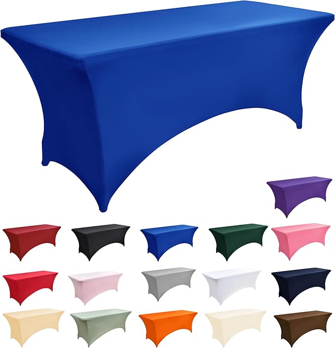 ZarzaaSik 2-Pack 4ft Spandex Table Covers for Rectangular Folding Tables - Wrinkle Resistant Stretch Tight Table Cloths - Ultimate Fitted Table Protector for Parties, Banquet, and Wedding