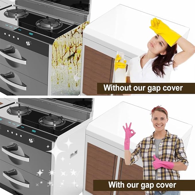 Silicone Kitchen Stove Counter Gap Covers, Anti-Slip Non-Tacky Filler Seals Spills Between Counter, Stovetop, Oven, Washer, Set of 2 (21 Inches, Black) by Gosmol