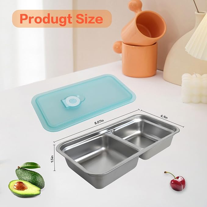 Obfuscate Stainless Steel Snack Containers,Reusable Snack Containers with Lids,Snack Box and Lunch Container for Office and Travel 2Pcs