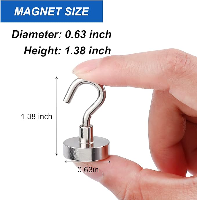 LOVIMAG Magnetic Hooks for Hanging, 30lbs Magnet Hooks for Cruise Ship Essentials, Strong Magnets for Classroom, Rare Earth Magnets with Hooks for Cruise Must Haves, Camper, Locker,Ceiling-15 Pcs