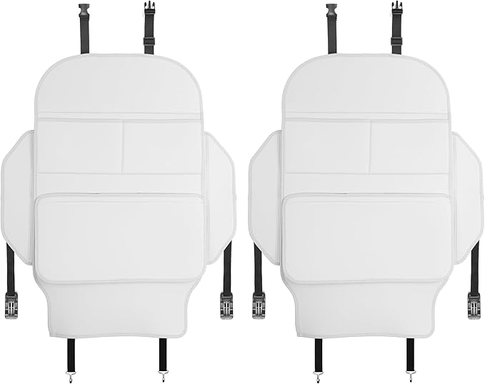 Seat Back Protector,Preventing the Impact of Children Stepping on the Seat Backrest,Beautiful appearance and easy to clean,black (Cream White -2 pcs)