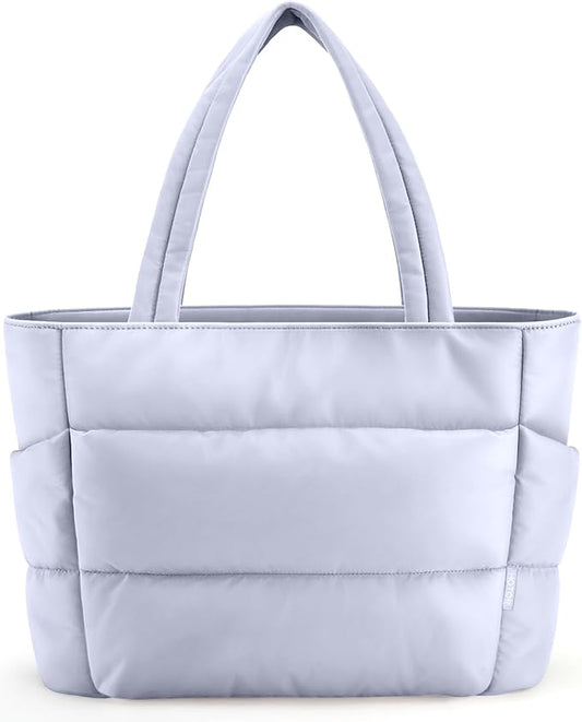 HOTOR Puffer Tote Bag for Women, Nurses - Multi-Pocket Lightweight Bag for Work - Quilted Handbag for Travel and Gym
