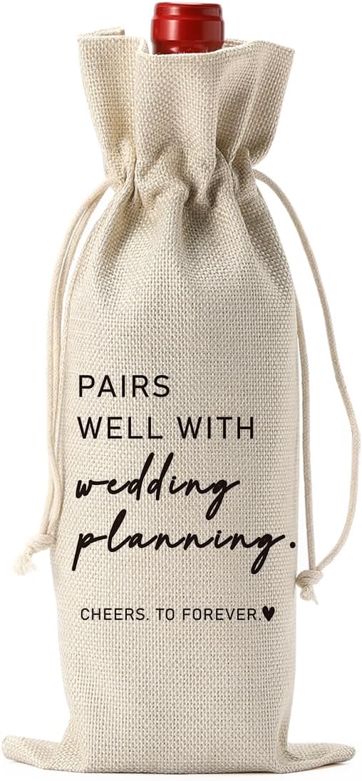 Engaged Engagement Bridal Shower Gifts for Couples Women Wedding Planning Wine Bag Engagement Party Decorations for Bride Pairs Well With Wedding Planning Wine Accessory Sets