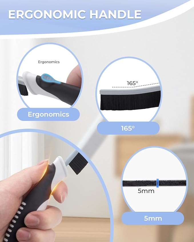 Cleangor Crevice Cleaning Brushes, Scrub Brush for Hard to Reach Small Space, Home Essentials, Cleaning Supplies, Cleaning Tools for Household Use, Bathroom, Shower, Kitchen, Toilet, Window (3, Black)