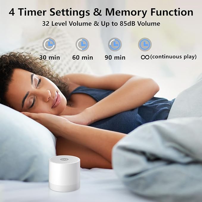 Sound Machine Mini White Noise Machine with 30 Soothing Sounds for Newborn Baby Kids Adults Portable Rechargeable Sleep Brown Noise Machine 4 Timers Memory Function for Travel Camping Home Office