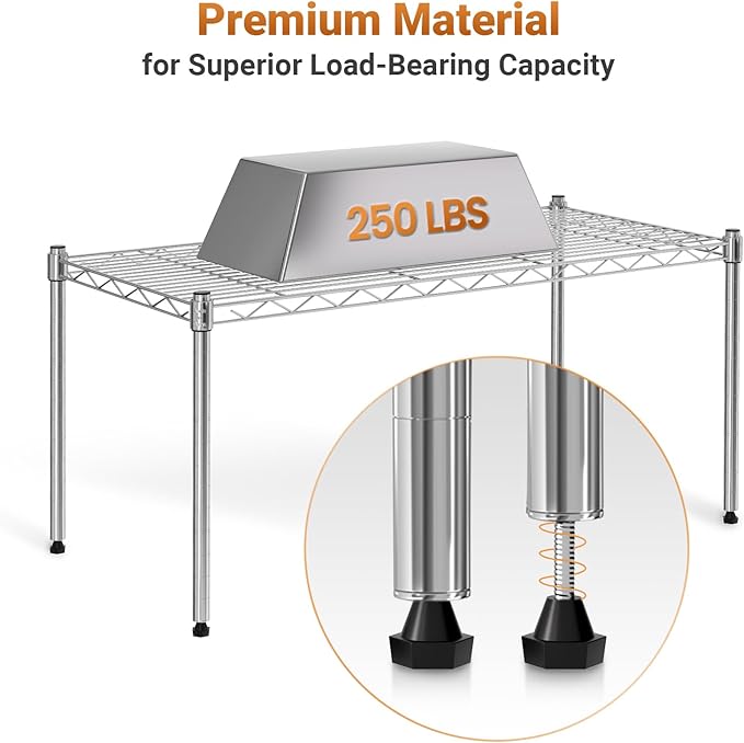 Simple Deluxe 1-Tier Shelving Unit, 29.92" W x 13.78" D x 14.96" H Steel Organizer Wire Rack, Chrome