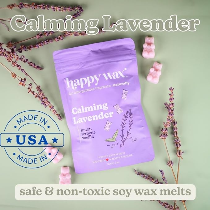 Happy Wax Fresh Mix Collection Premium Scented Non-Toxic, Pet-Friendly Wax Melts - 6 oz Set with Cotton, Lemon Verbena, and Calming Lavender Scents