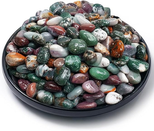 Polished Ocean Jasper Crystal Stone Set - 72 Pcs, 0.5" 10 oz Handpicked Natural Tumbled Gemstones Rocks, Pebbles for Reiki, Chakra, Healing, Home Decor