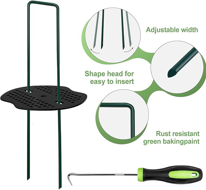 FOTMISHU Landscape Staples 6Inch 130Pcs Garden Stakes + 130pcs Gasket, Lawn Pins with Spray Coating Craft,11Gauge Anti-Rust Ground Yard Spikes Anchoring for Outdoor Tents Irrigation Hoses (Green)