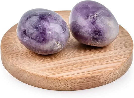 Polished Lepidolite Crystal Stones - 2 Pcs of 1.2" Worry Stone for Anxiety, Pocket Palm Stone Super Large Handpicked Natural Tumbled Gemstones for Meditation, Reiki, Chakra Healing, Home Decor