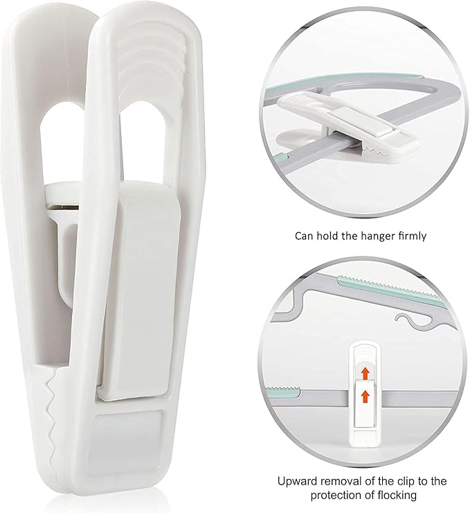 Tinfol White 60pc Clothes Hanger Connector Hooks and 20pc Hanger Clips, Stackable Space Saving Hook - Hangers Finger Clips, Hangers Organizer Accessories for Closet Organizers