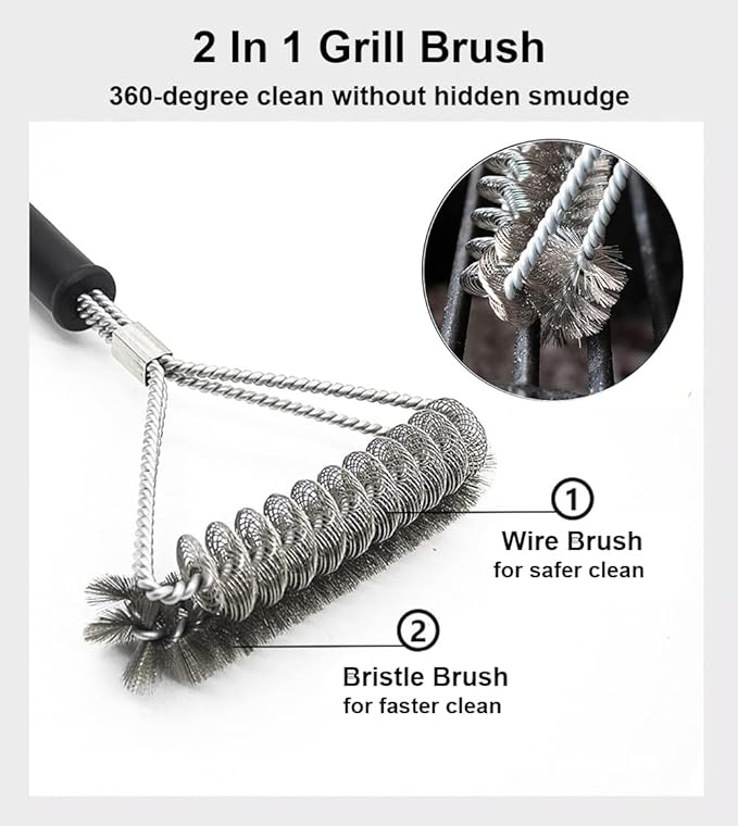 Grill Brush Grill Cleaning Kit, Grill Cleaner BBQ Grill Accessories Grill Rescue Brush Grill Brush Bristle Free, Grill Brush for Outdoor Grill BBQ Brush for Grill Cleaning (T2)